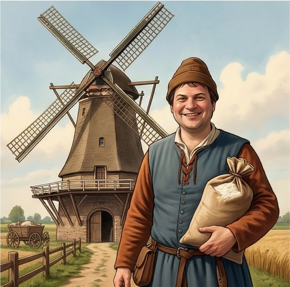 Allan at a Dutch windmill